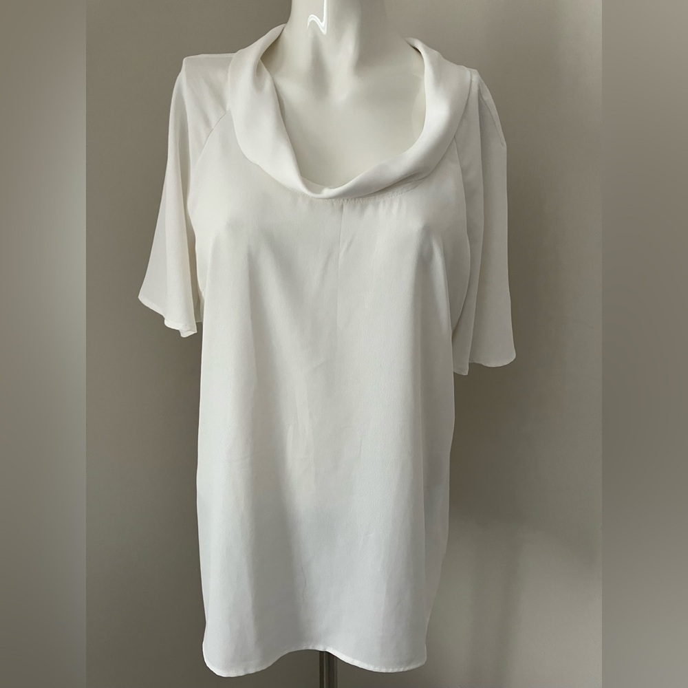 Chic White Cowl Neck Blouse